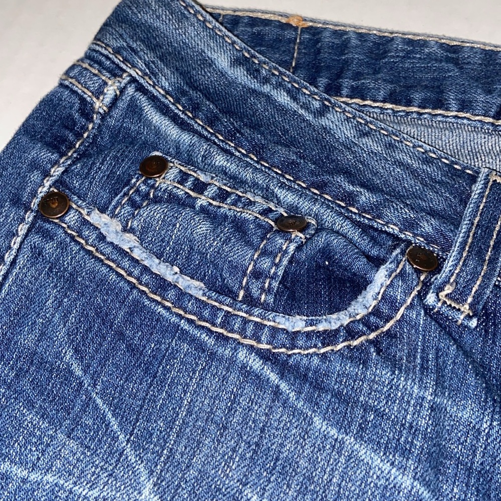 BKE Denim Madison Stretch Distressed Women’s Size 29 Capri Blue Jeans - Picture 12 of 14
